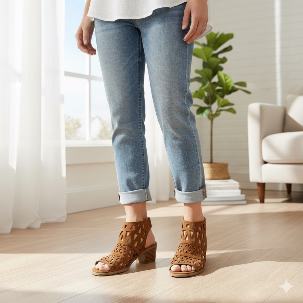 Brown Cutout Sandals